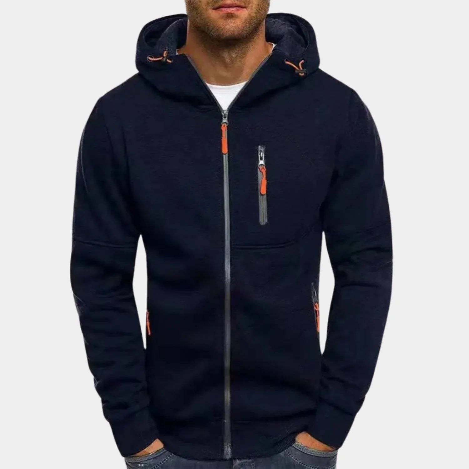 pull à capuche entièrement zippé pour hommes avec capuche réglable