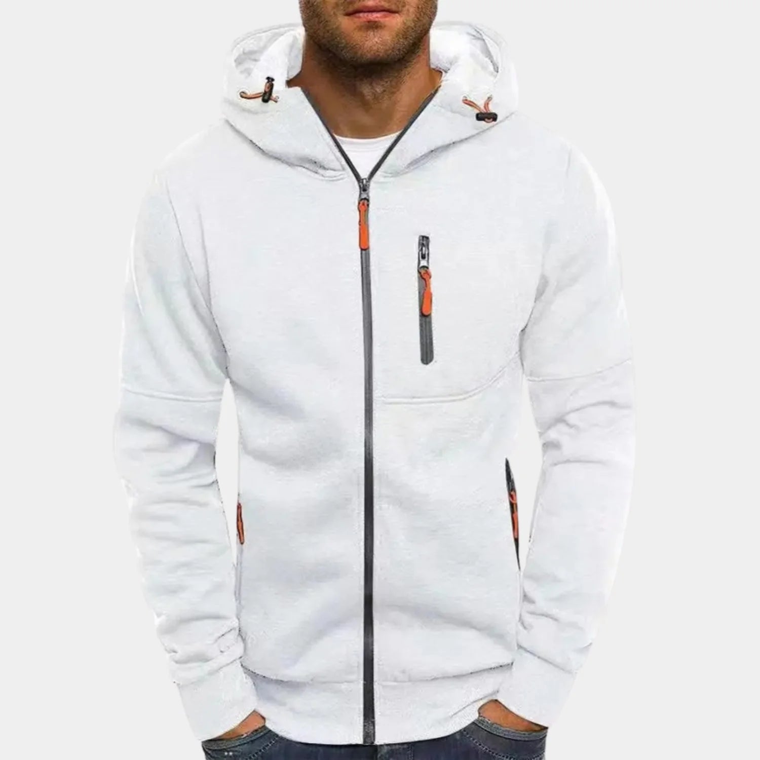 pull à capuche entièrement zippé pour hommes avec capuche réglable