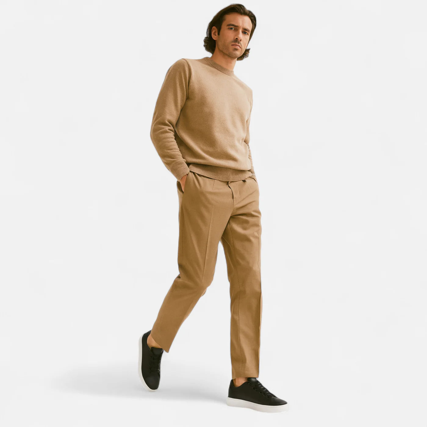 Baskets en cuir homme – style casual à semelle plate