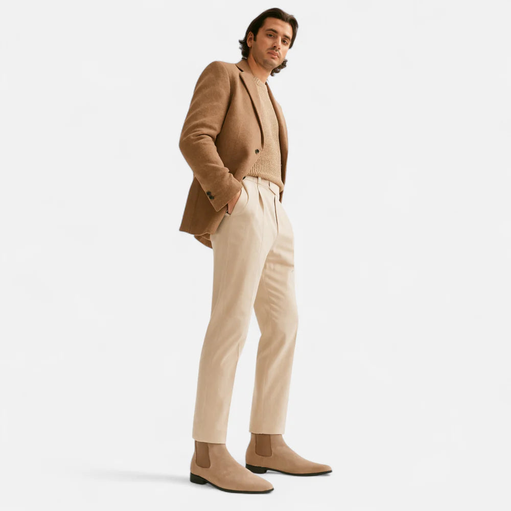 Bottes Chelsea pour homme en daim à bout carré