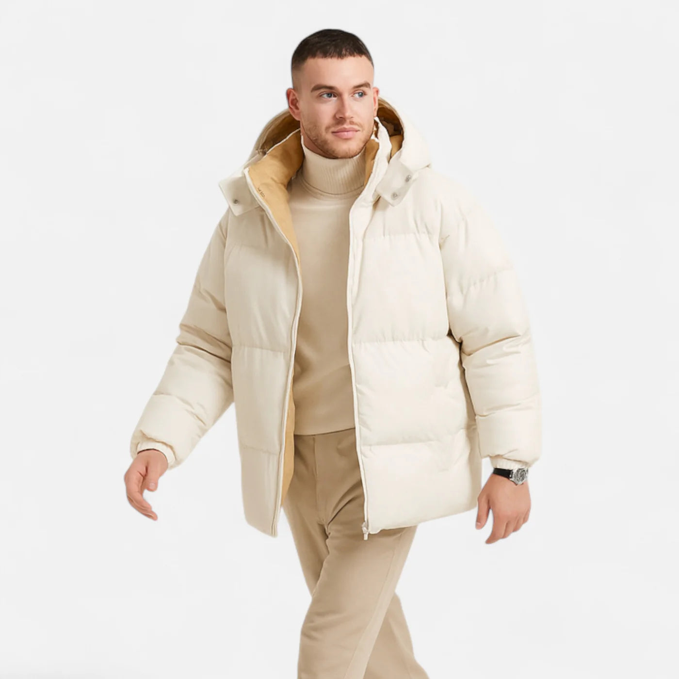 Veste matelassée pour homme à capuche amovible