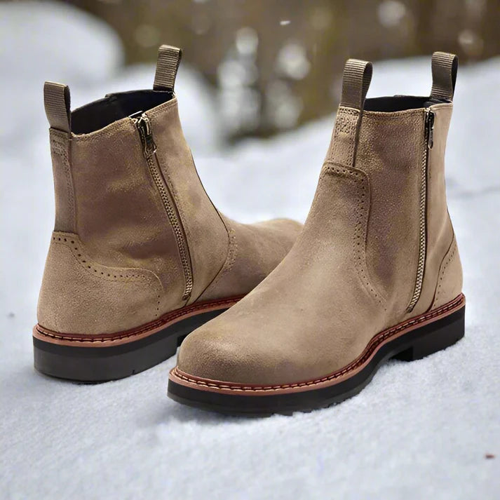 Bottes Chelsea classiques en cuir pour homme avec fermeture éclair latérale