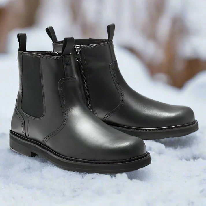 Bottes Chelsea classiques en cuir pour homme avec fermeture éclair latérale