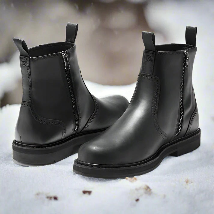 Bottes Chelsea classiques en cuir pour homme avec fermeture éclair latérale