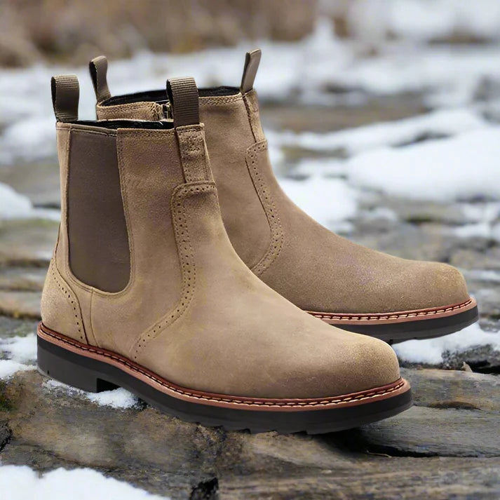 Bottes Chelsea classiques en cuir pour homme avec fermeture éclair latérale