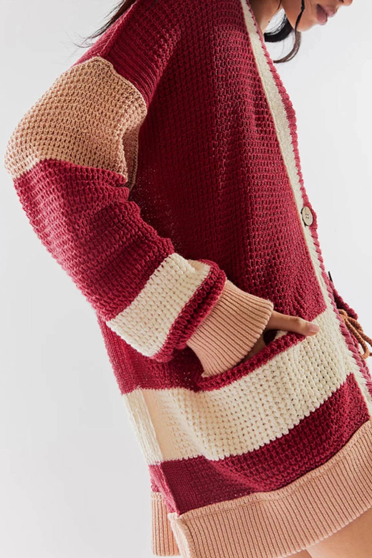 Cardigan en tricot coloré avec poches pour femmes