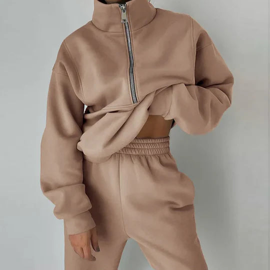 Tracksuit décontracté à col montant pour femmes