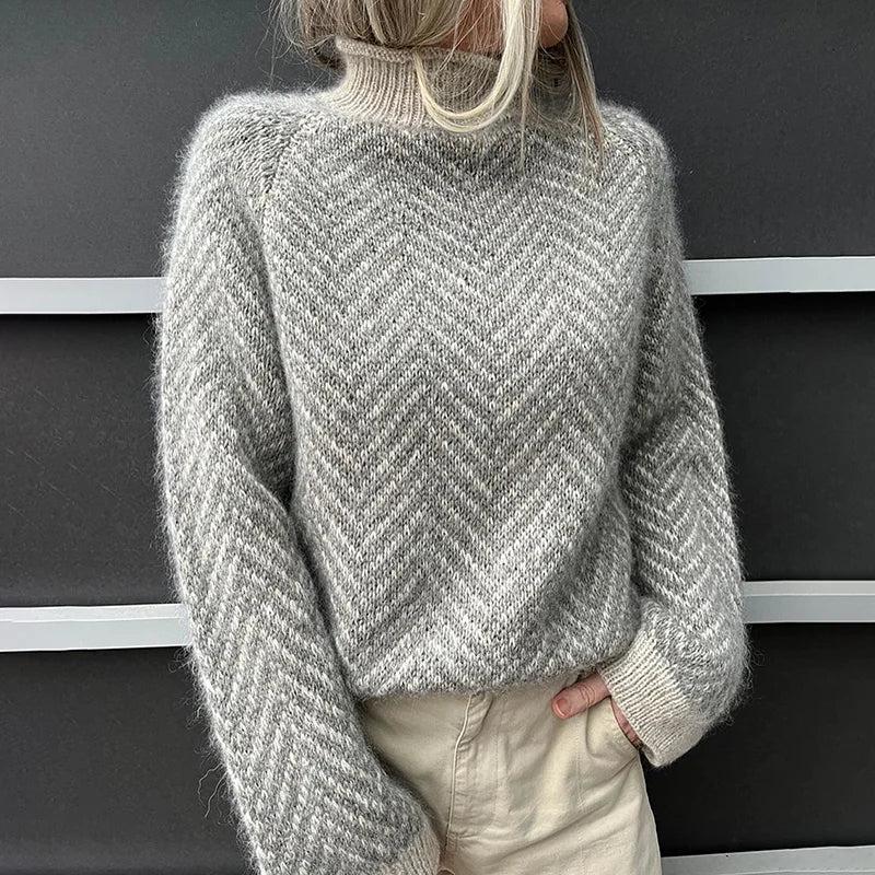 Pull à col roulé en tricot pour femmes