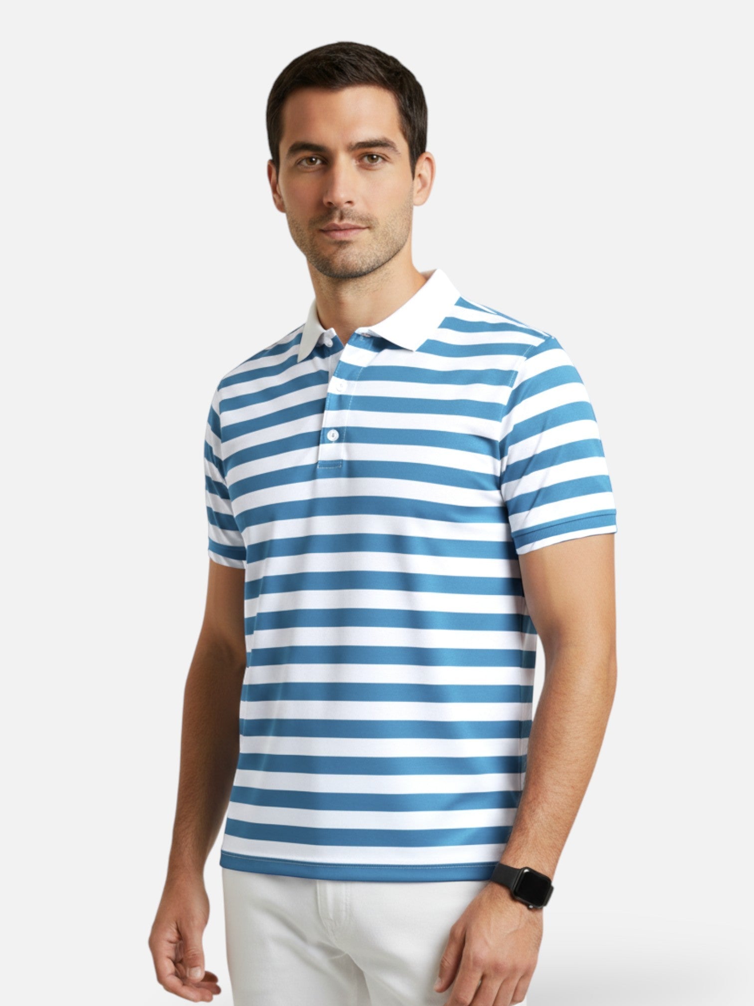 Riviera style striped polo for men