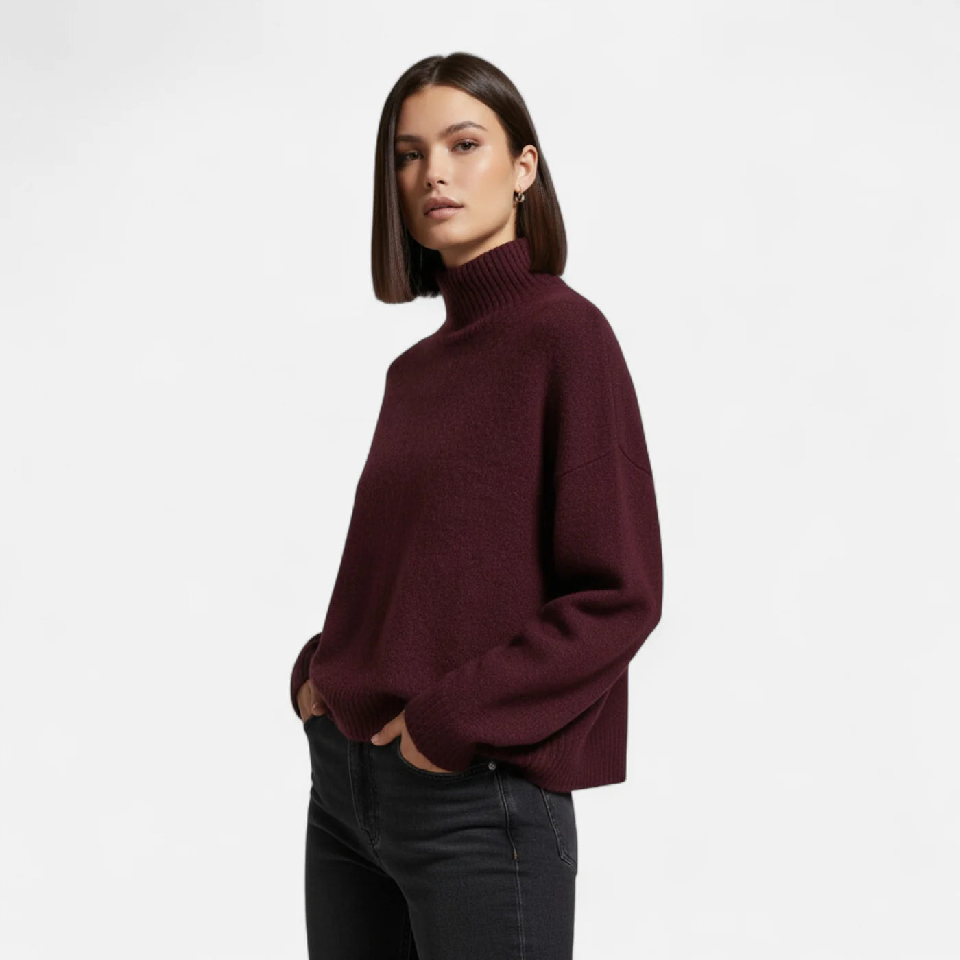 Pull vintage à col roulé pour femme