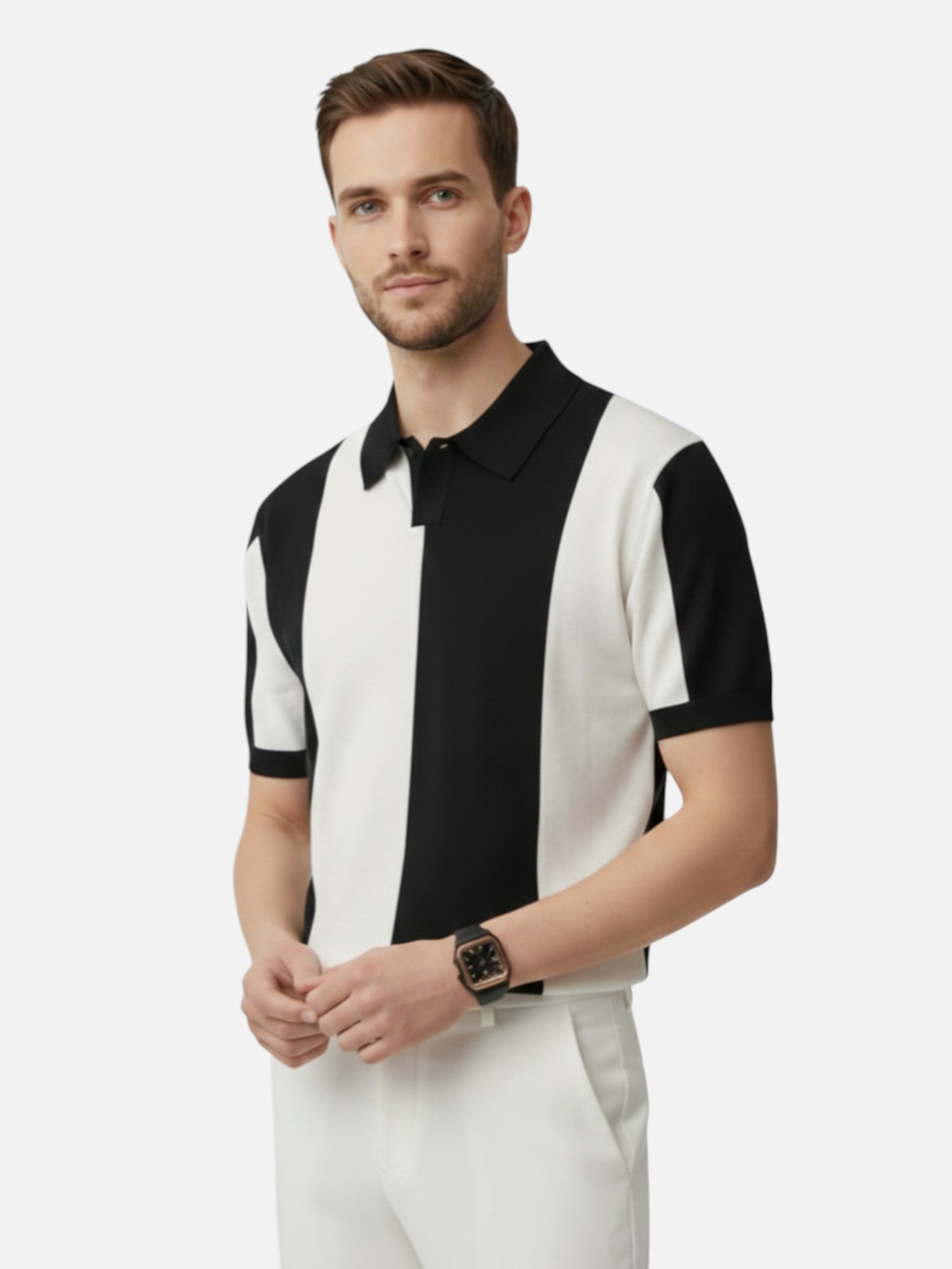 Polo rayé à manches courtes pour homme