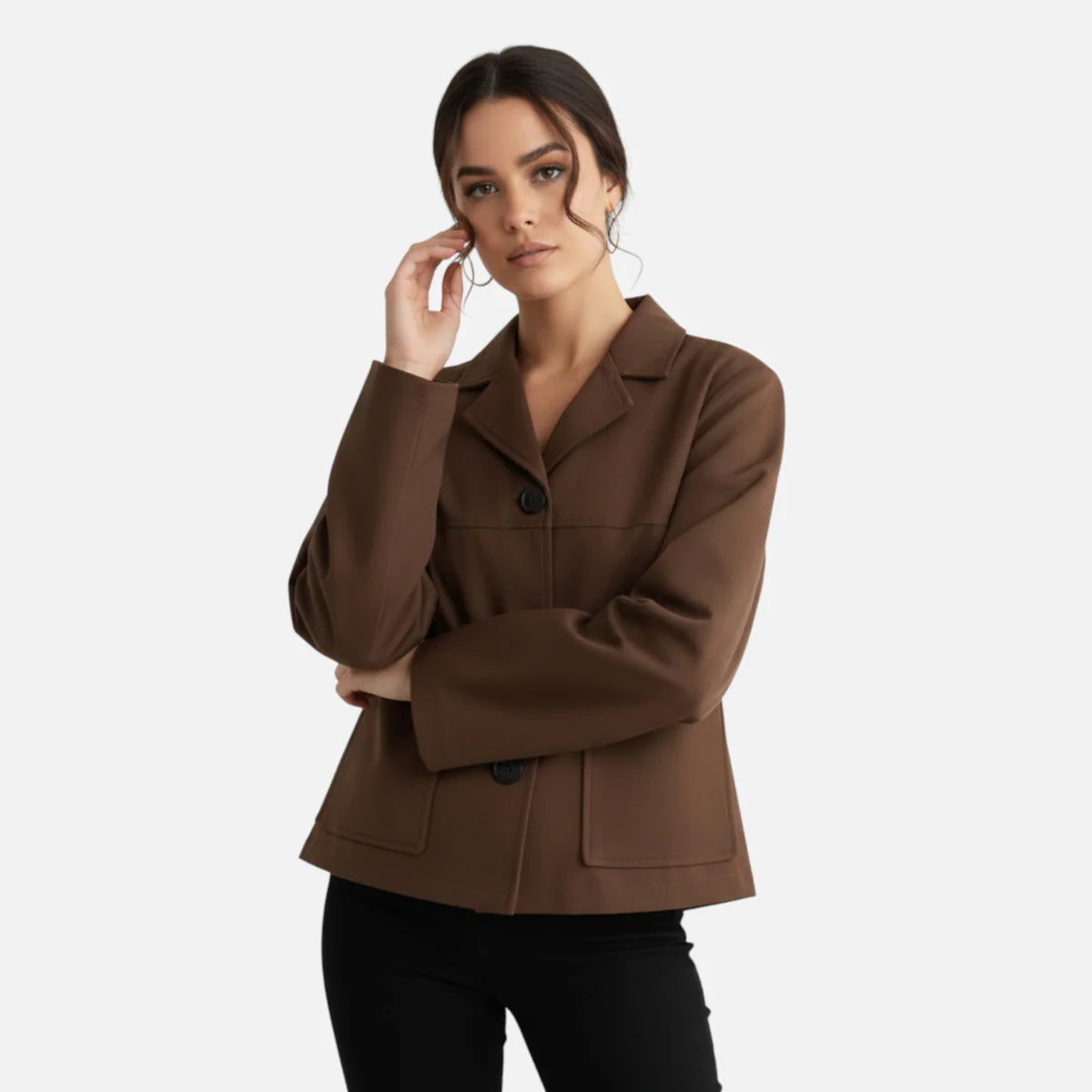Veste courte rétro en daim pour femme
