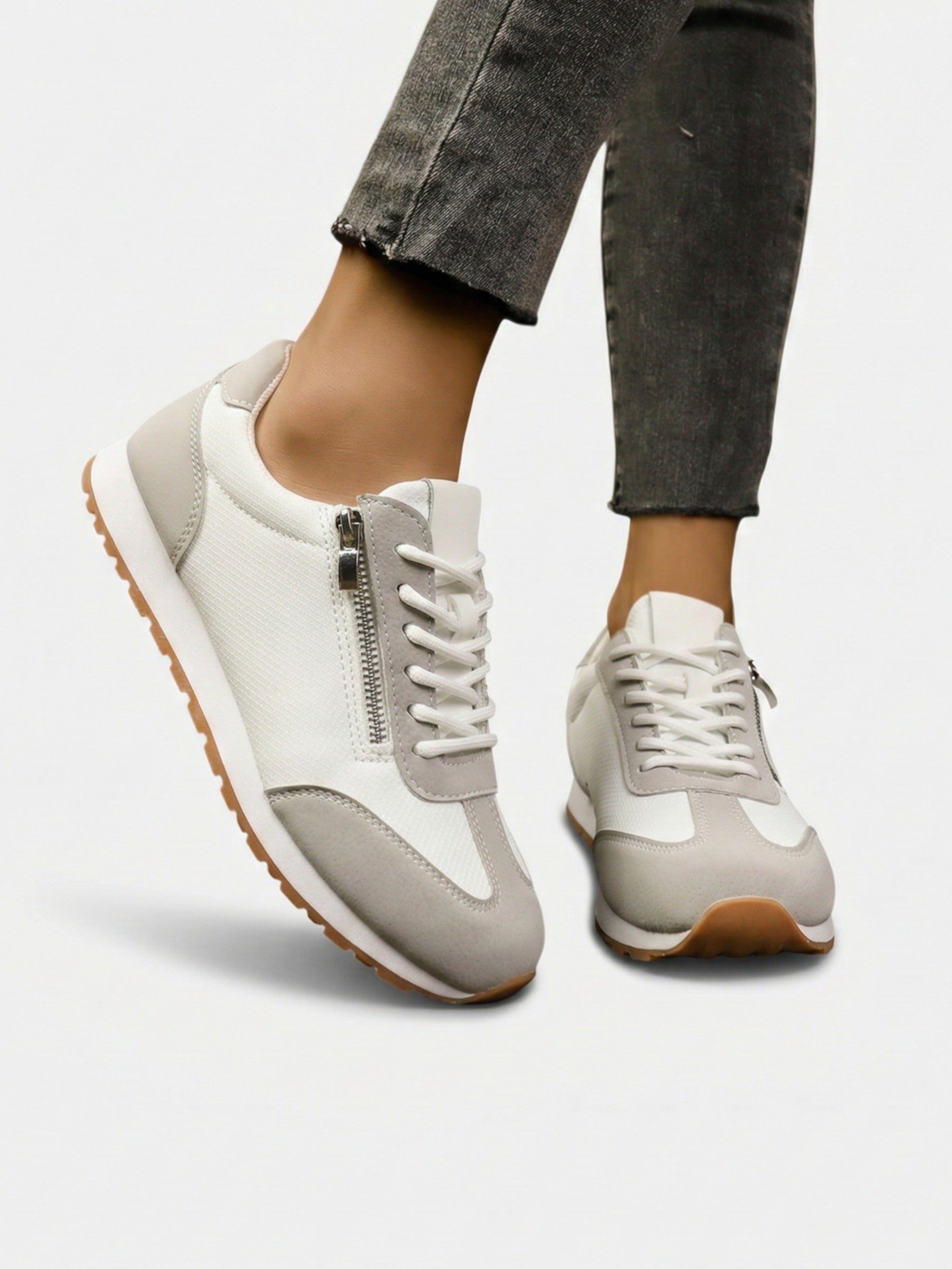 Baskets femme à lacets avec zip latéral – Style casual ville