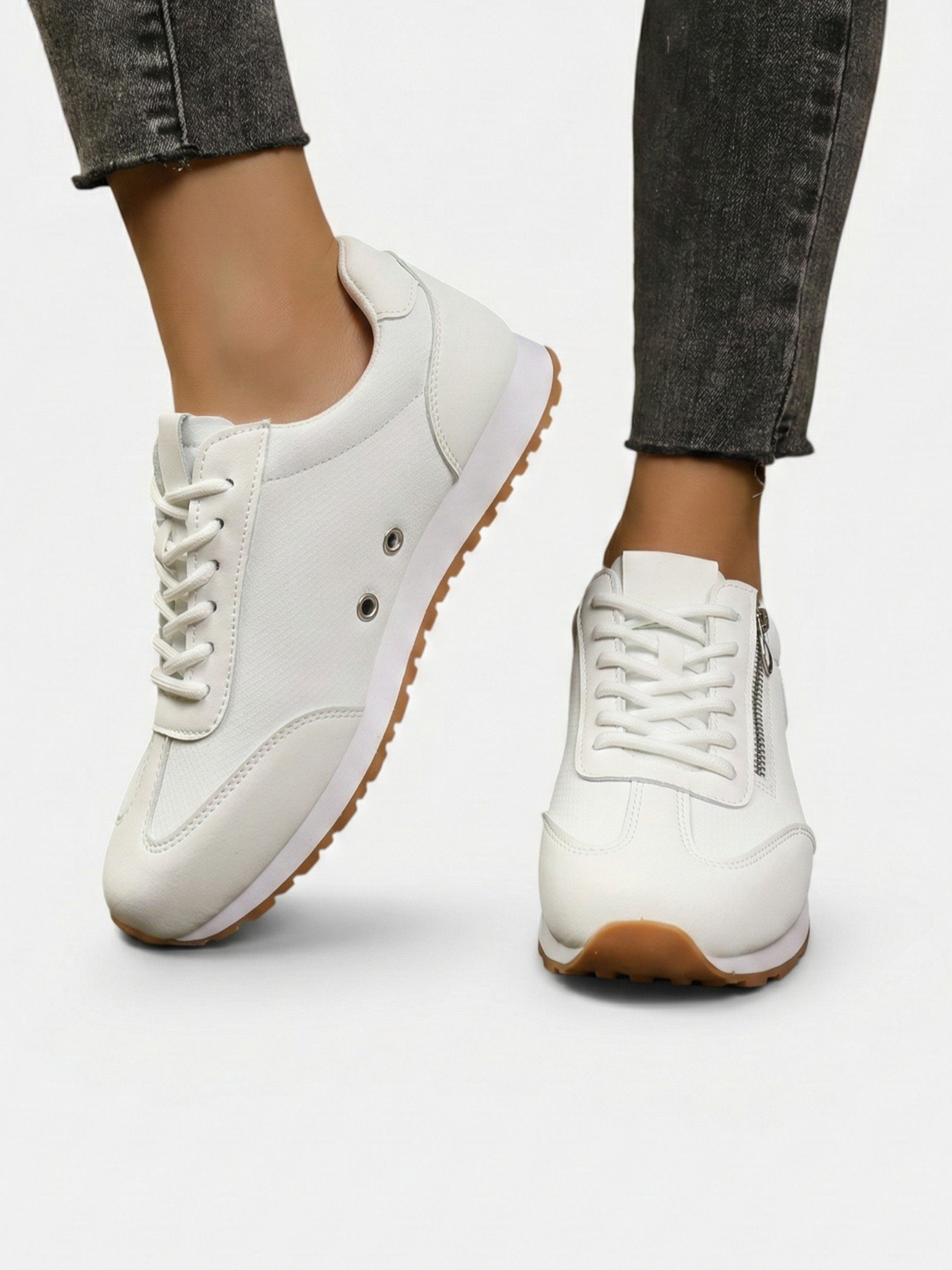 Baskets femme à lacets avec zip latéral – Style casual ville