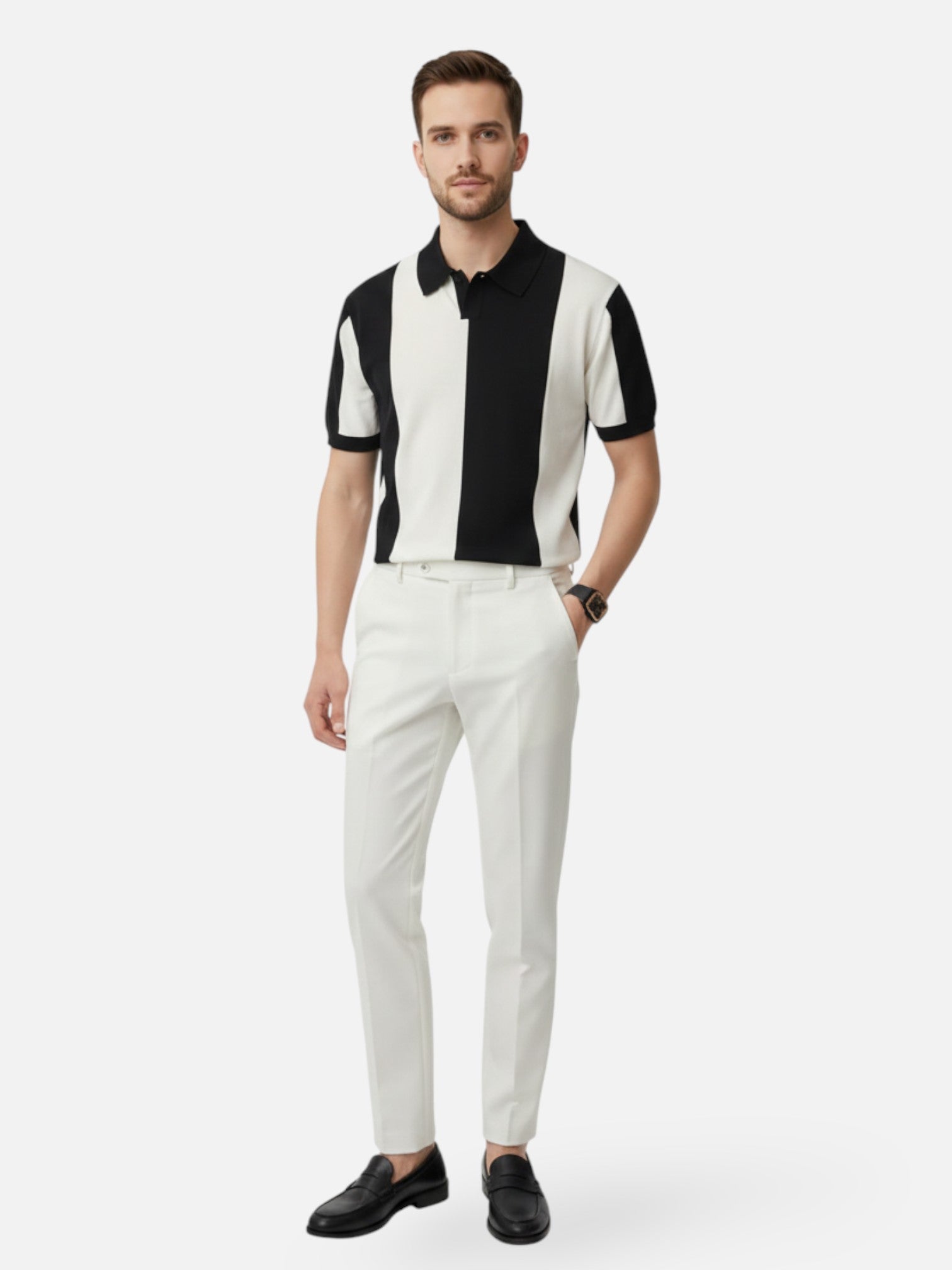 Polo rayé à manches courtes pour homme