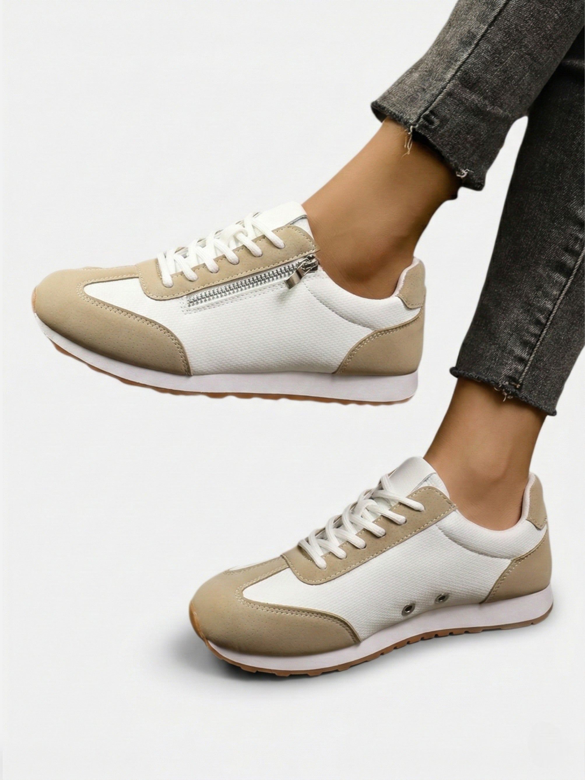 Baskets femme à lacets avec zip latéral – Style casual ville