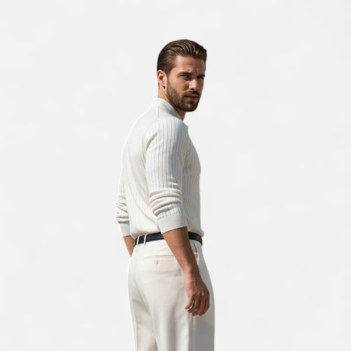 Polo homme à côtes – coupe ajustée