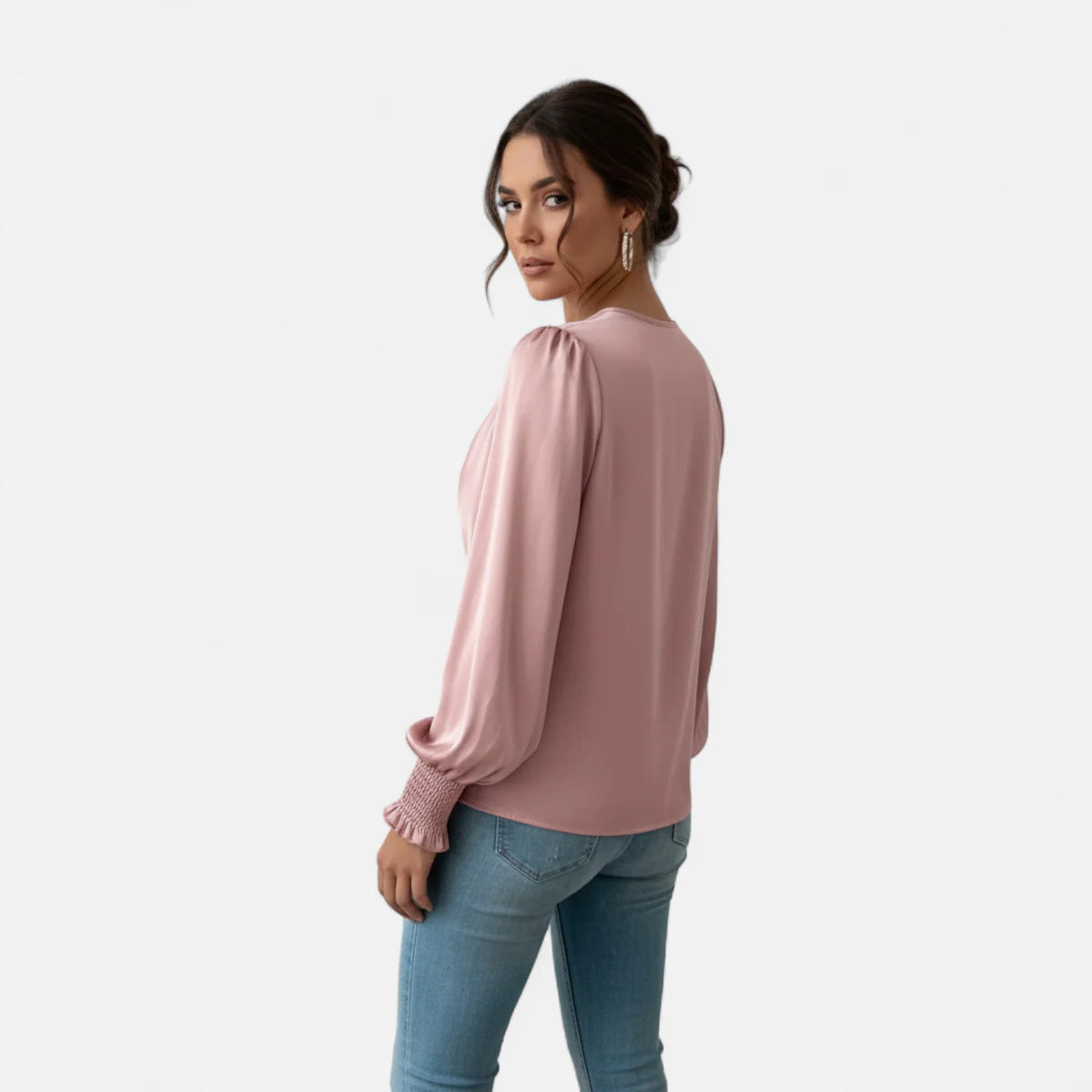 Blouse féminine Élégante à col V et manches lanternes