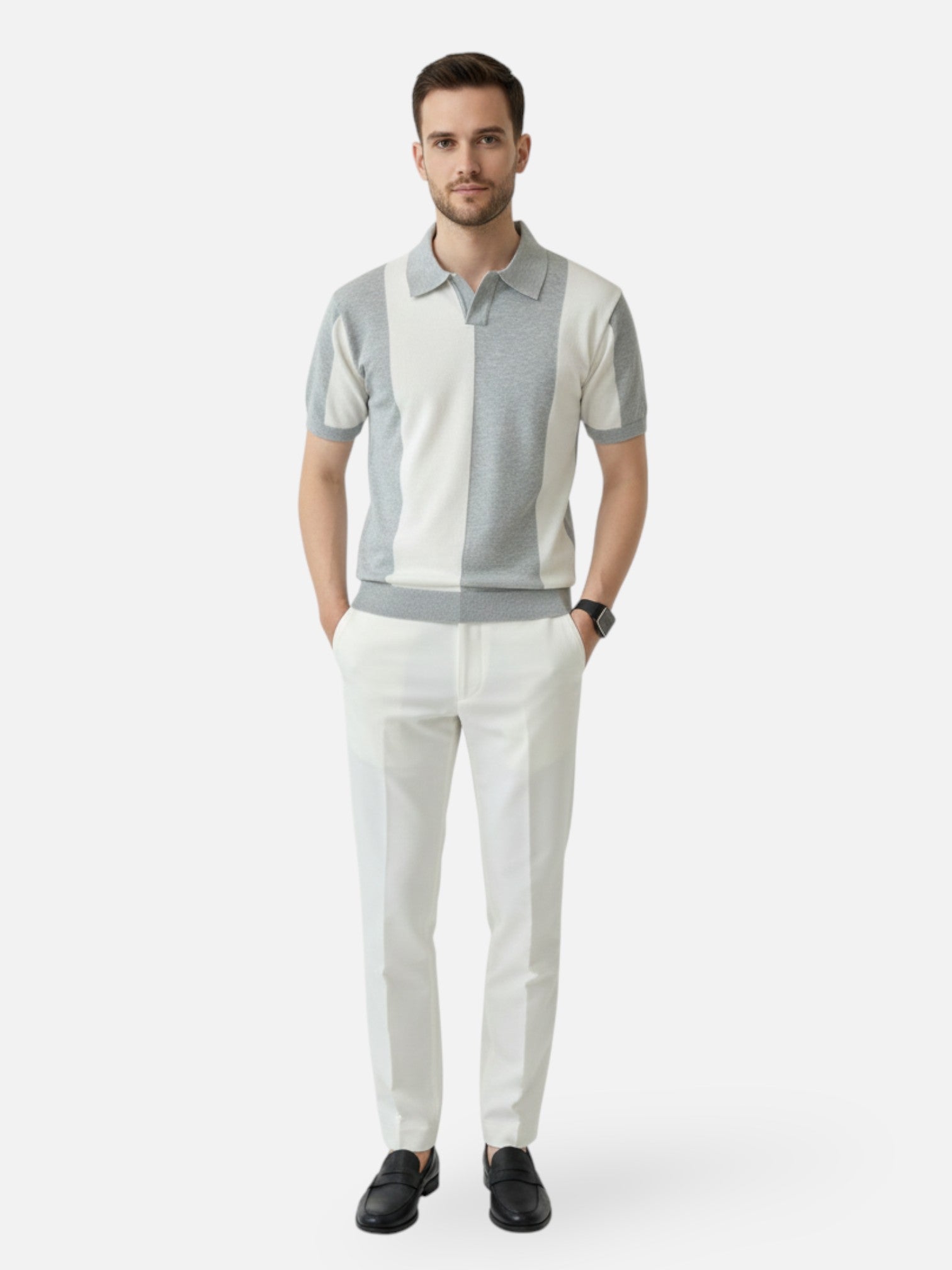 Polo rayé à manches courtes pour homme