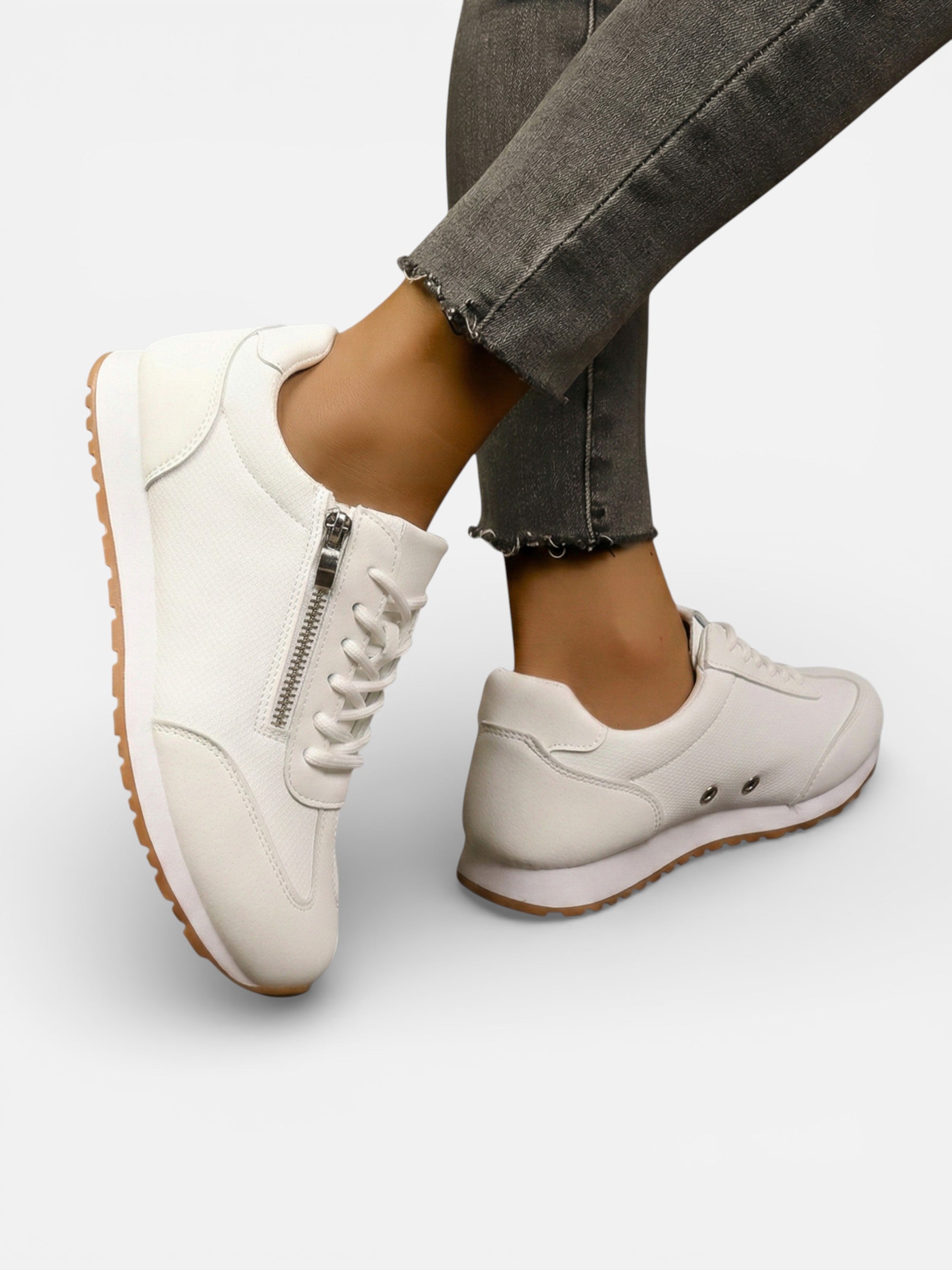 Baskets femme à lacets avec zip latéral – Style casual ville