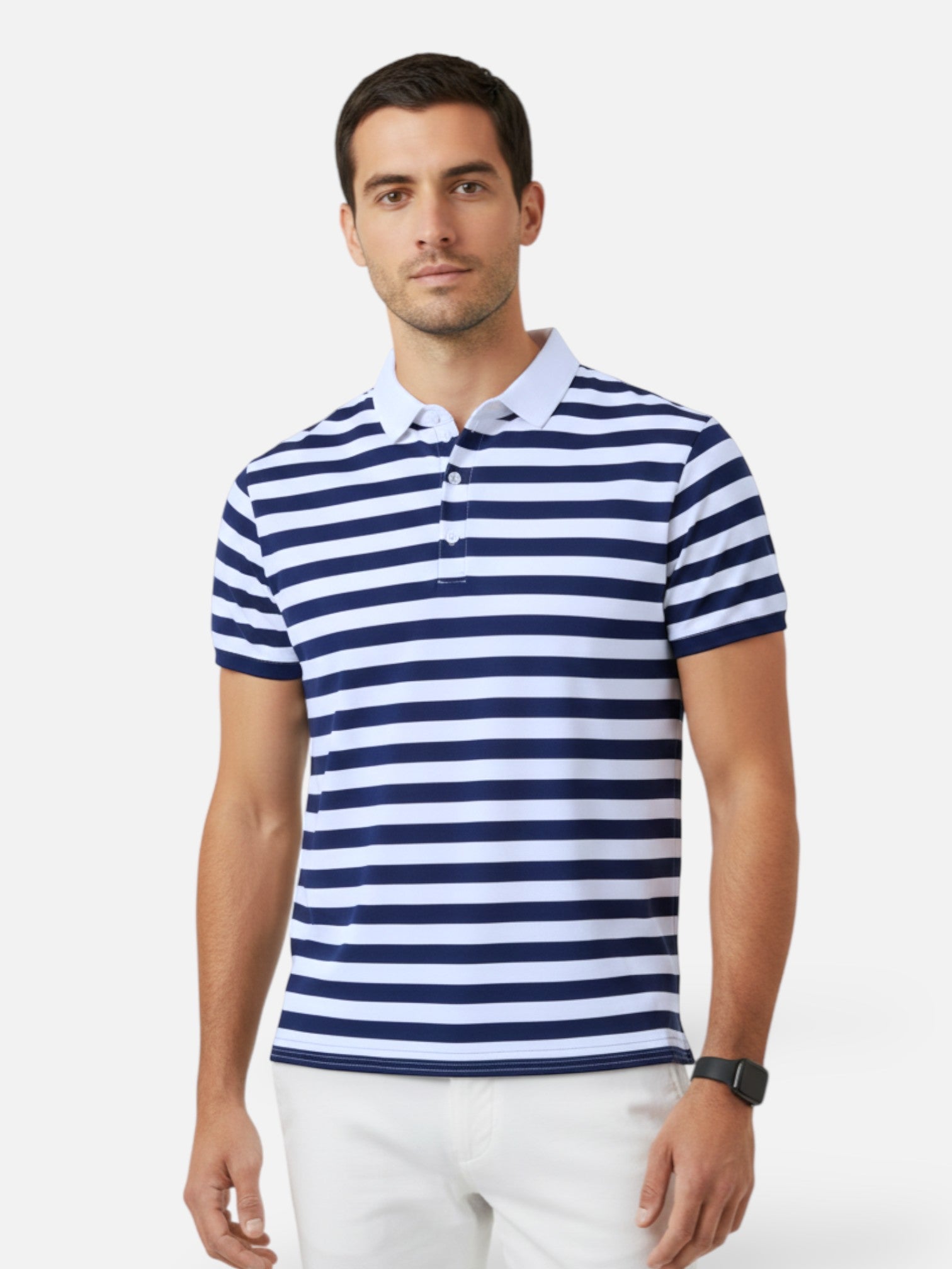 Riviera style striped polo for men
