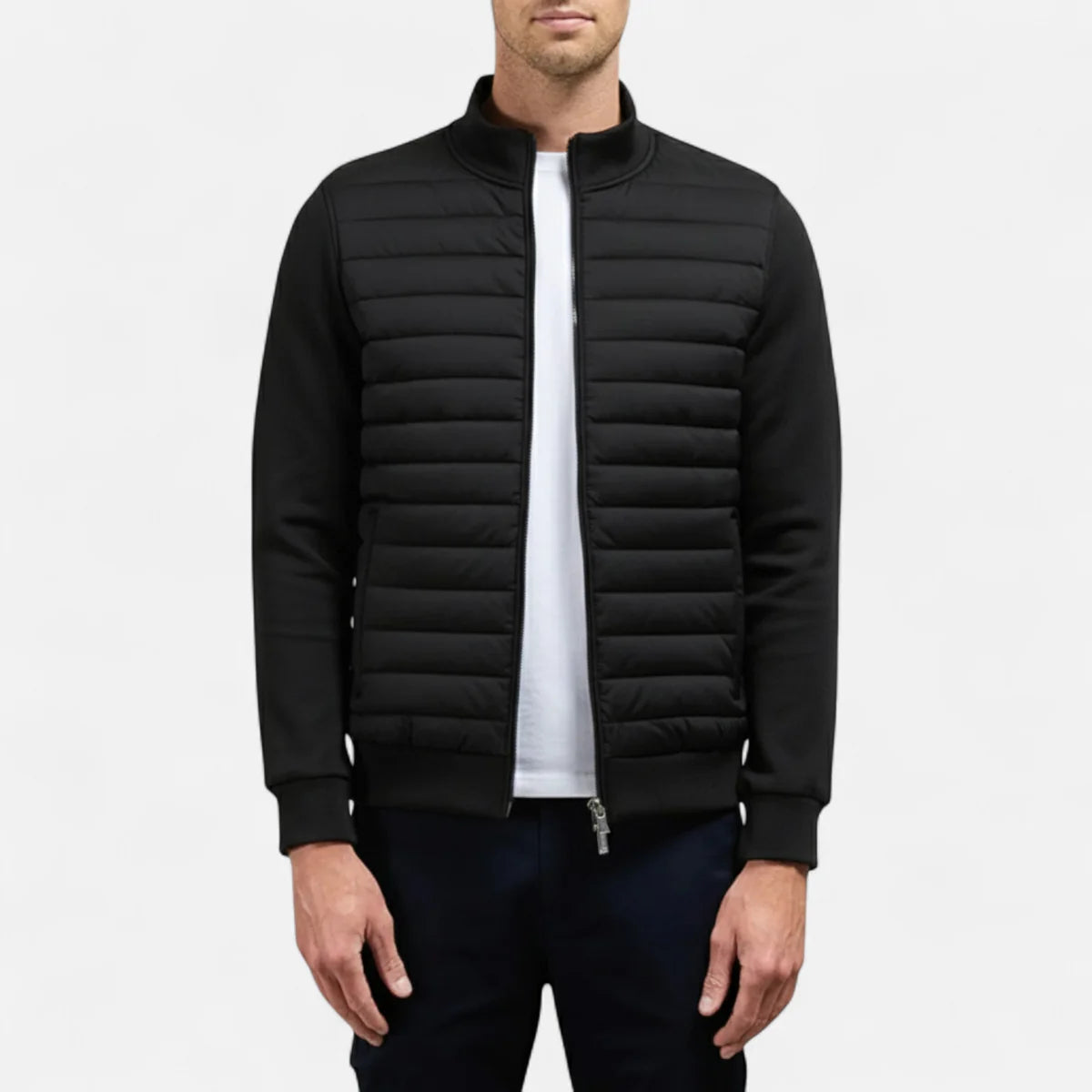 Chaqueta ligera de punto con cuello alto para hombre