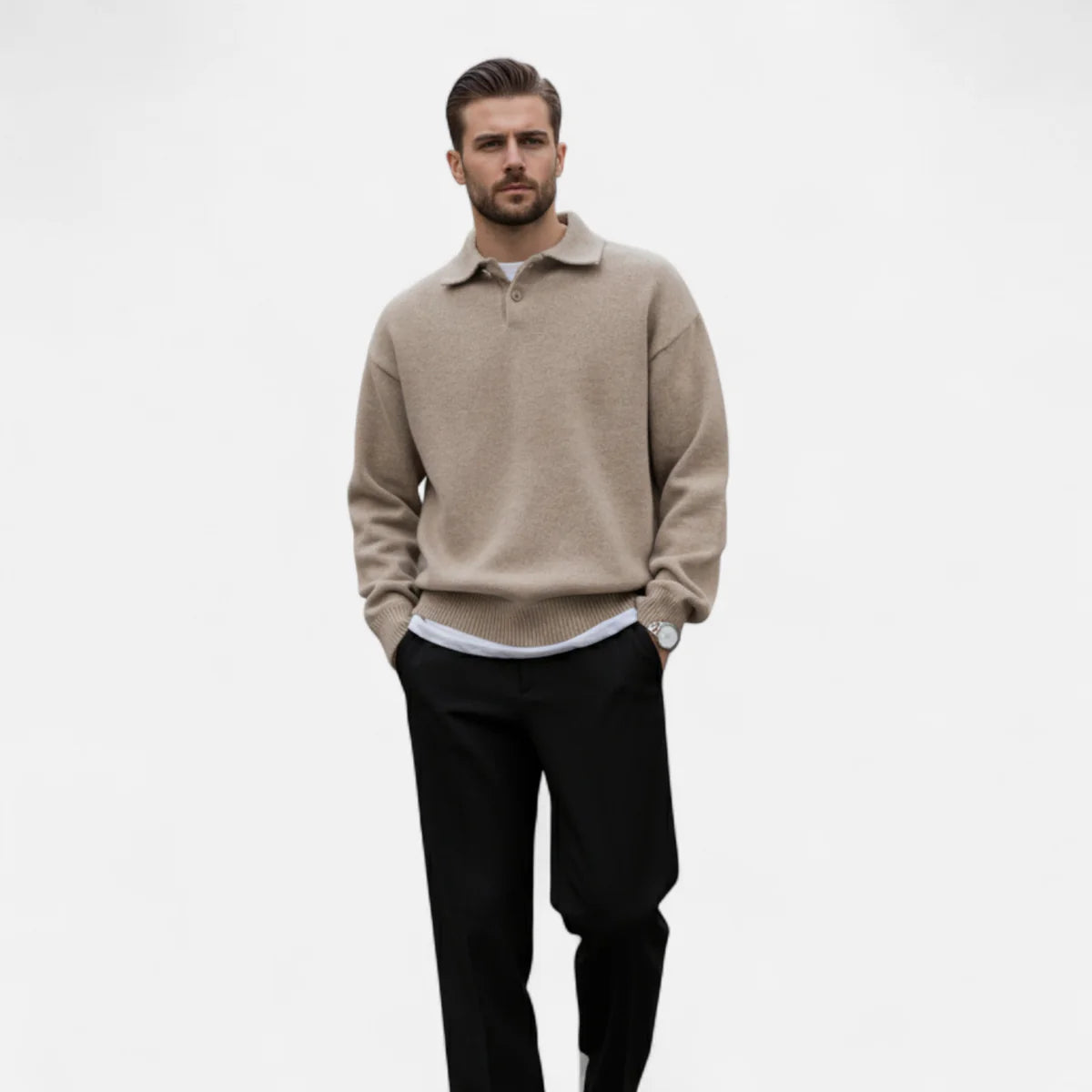 Pull héritage en maille à col revers pour homme