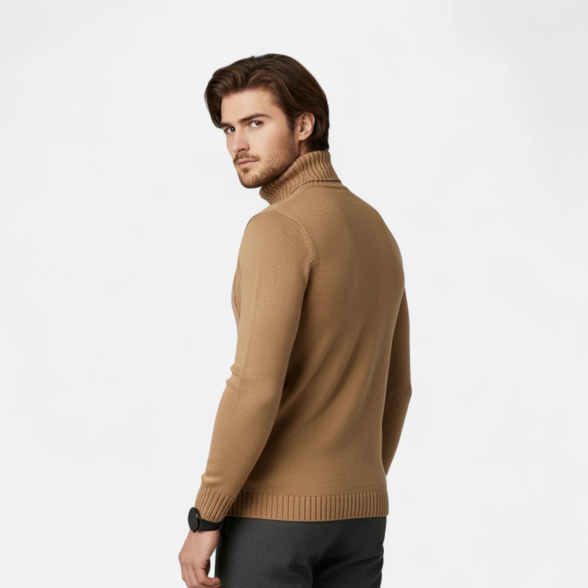 Pull à col roulé pour homme en maille héritage