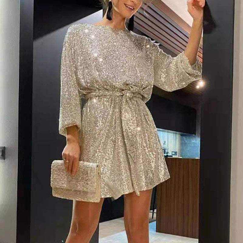 Mini robe élégante avec paillettes pour femmes