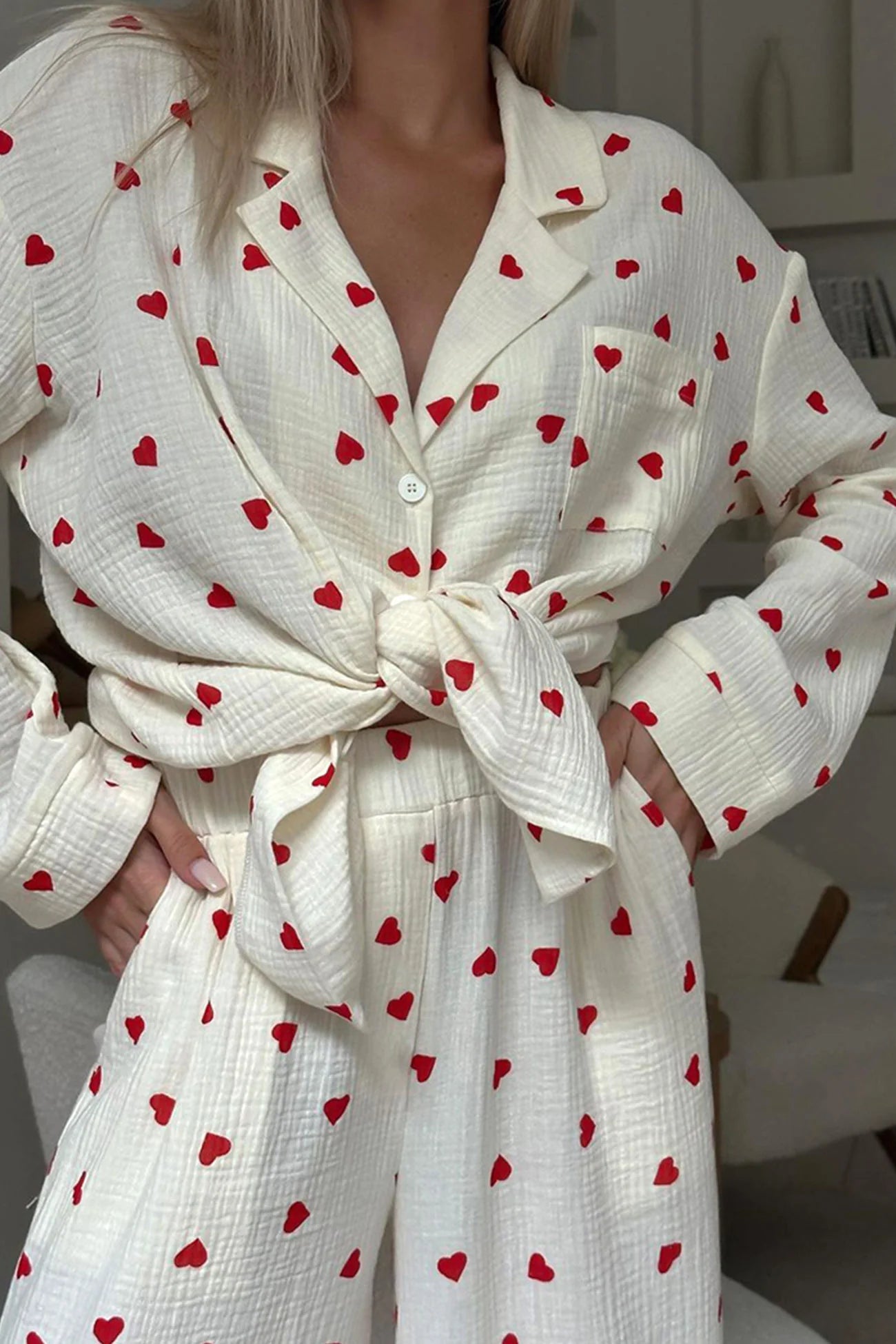 Pyjama deux pièces à motifs de cœurs douillets