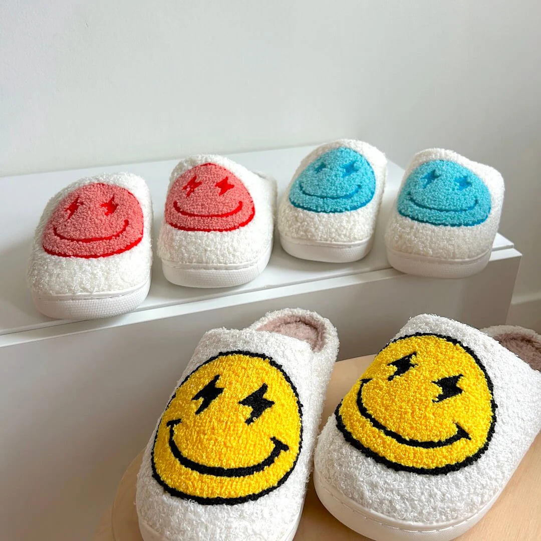 Chaussons confortables avec imprimé souriant pour femme