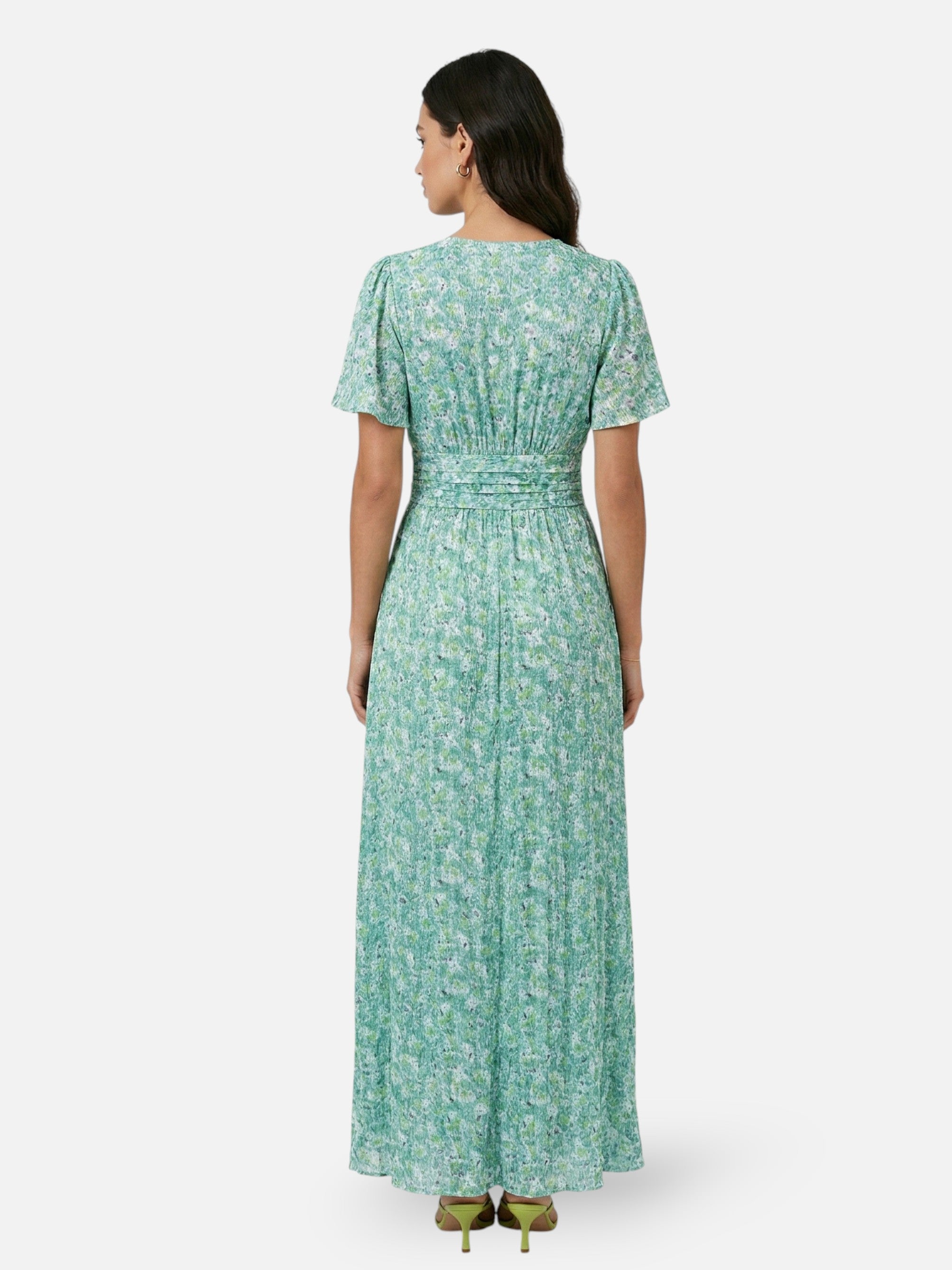 Robe longue imprimée col V pour femme