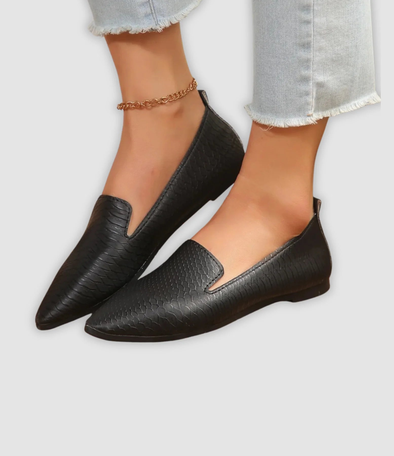 Mocassins femme à bout pointu texturé