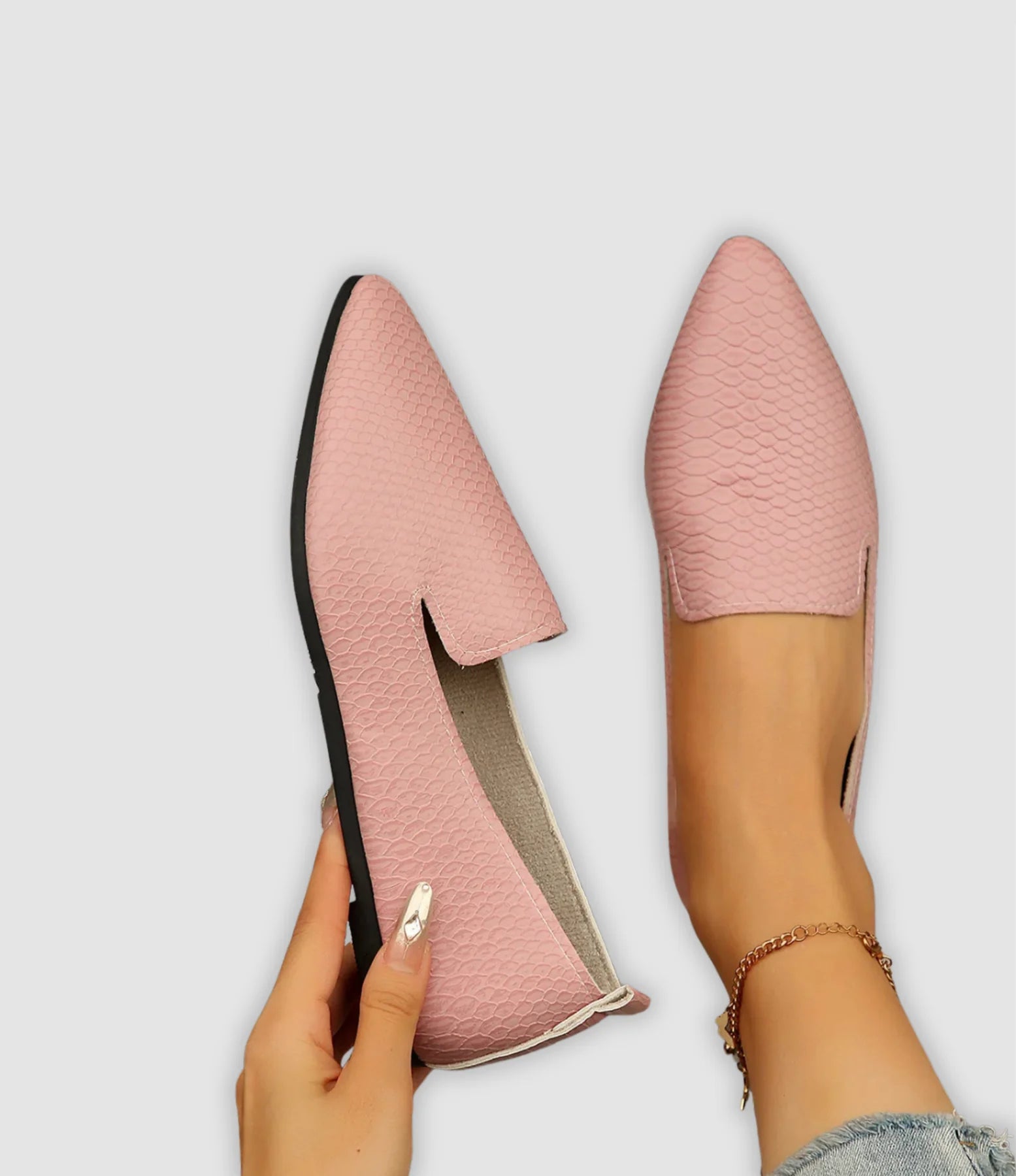 Mocassins femme à bout pointu texturé