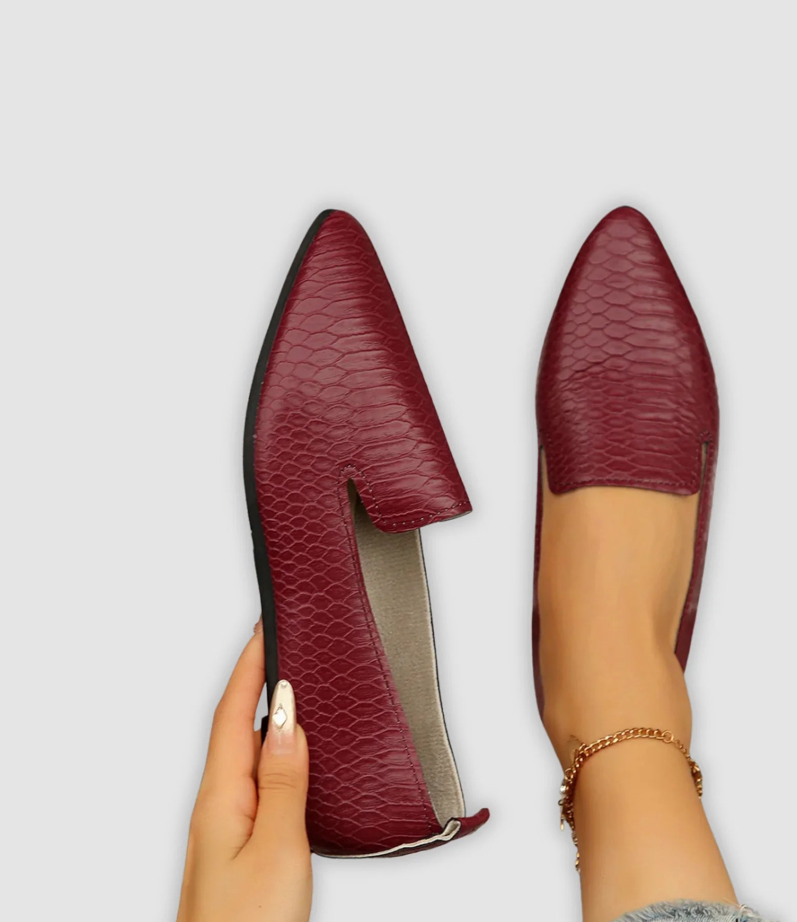 Mocassins femme à bout pointu texturé