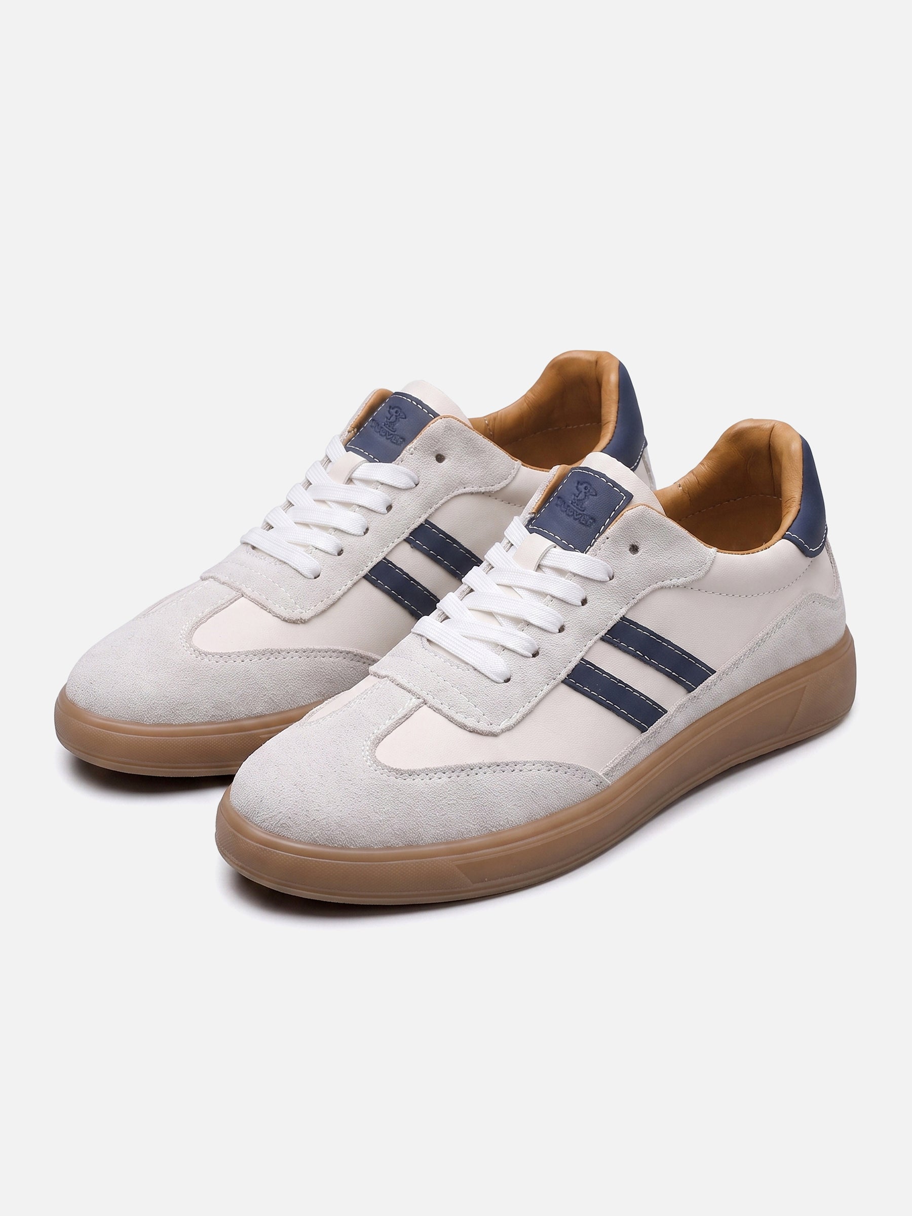 Baskets Homme en Cuir Rayées à Lacets