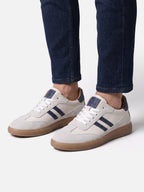 Baskets Homme en Cuir Rayées à Lacets