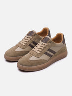 Baskets Homme en Cuir Rayées à Lacets