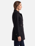 Manteau Femme Ceinturé Boutonné Coupe Ajustée