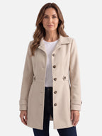 Manteau Femme Ceinturé Boutonné Coupe Ajustée