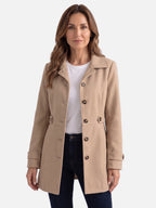 Manteau Femme Ceinturé Boutonné Coupe Ajustée