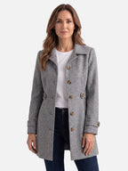 Manteau Femme Ceinturé Boutonné Coupe Ajustée