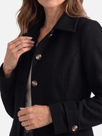 Manteau Femme Ceinturé Boutonné Coupe Ajustée
