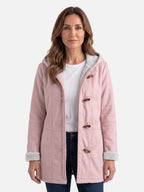 Manteau Duffle Femme à Capuche Polaire Boutons Bâtonnets