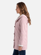 Manteau Duffle Femme à Capuche Polaire Boutons Bâtonnets