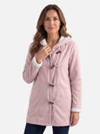 Manteau Duffle Femme à Capuche Polaire Boutons Bâtonnets