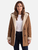 Manteau Duffle Femme à Capuche Polaire Boutons Bâtonnets