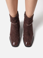 Bottines Femme en Daim à Boucle Talon Carré