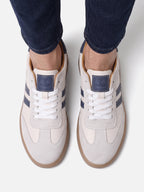 Baskets Homme en Cuir Rayées à Lacets