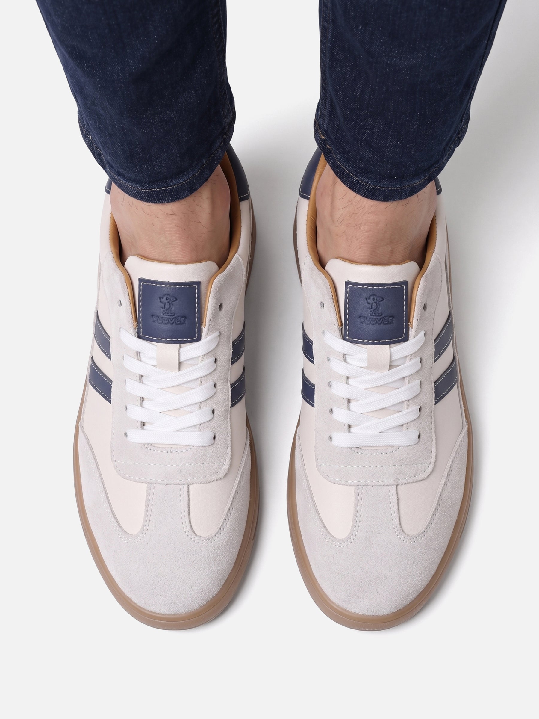 Baskets Homme en Cuir Rayées à Lacets